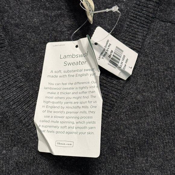 *New L.L. Bean Lambs Wool V-Neck Sweater - Grey - Picture 4 of 6